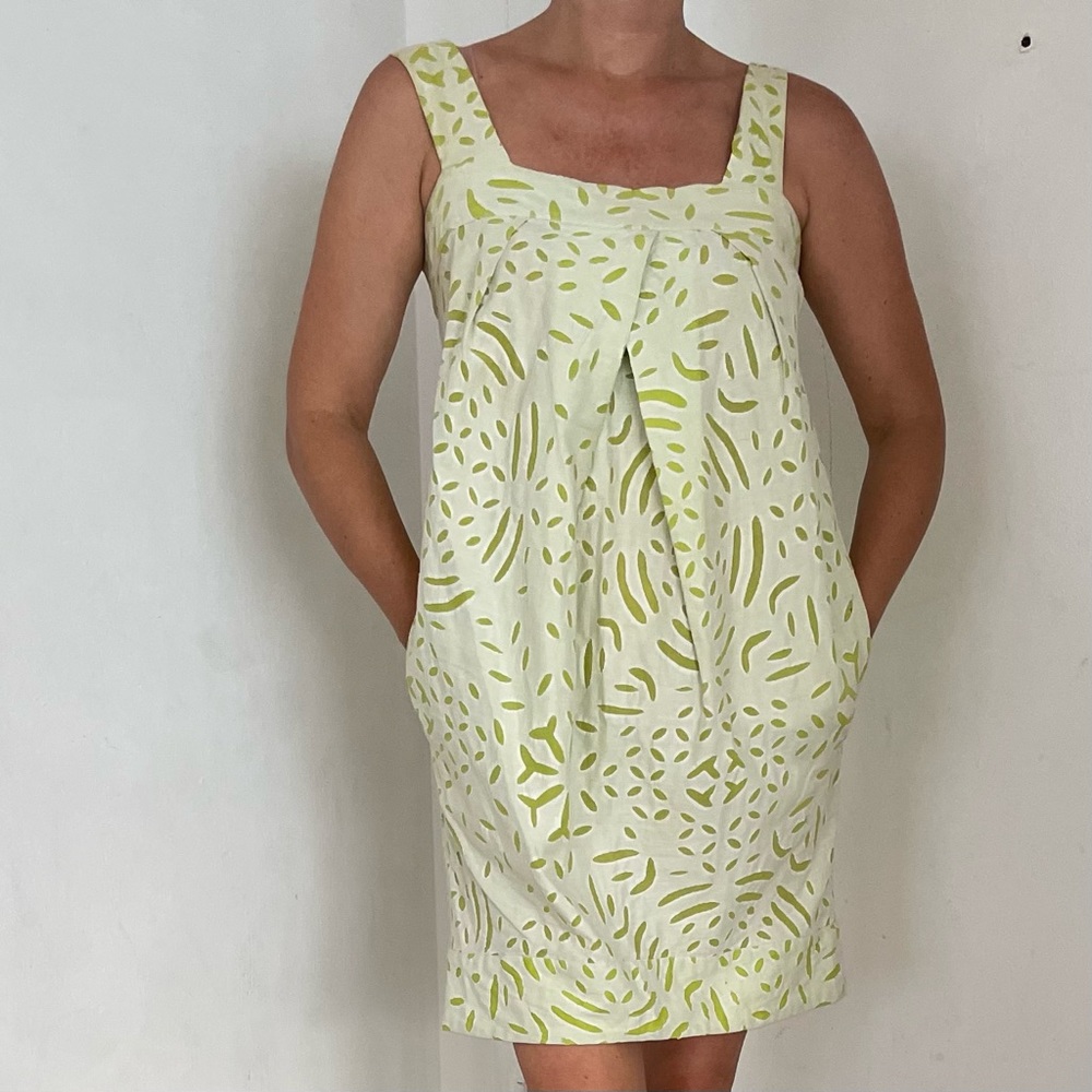 DVF lime and white eyelet dress